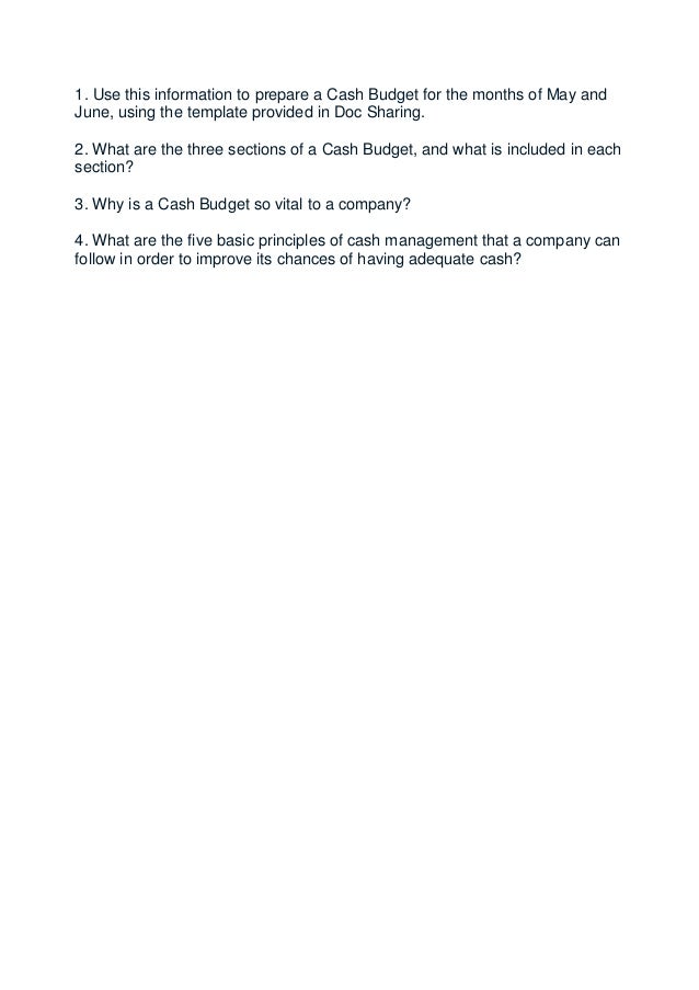 fi504 case study 3 - cash budget template fi504 case study 3 - cash budget template